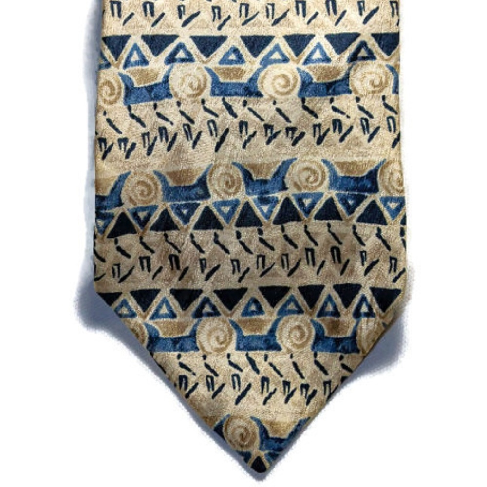 Bella Nova Classic Beige Black Blue100% Italian Silk Men's Tie
